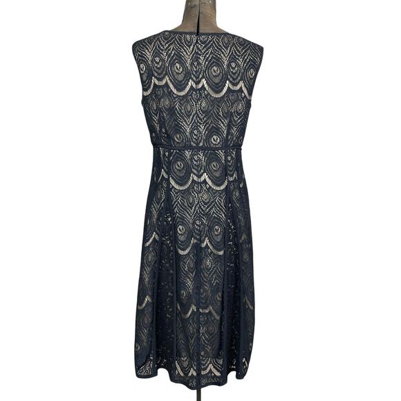 NANETTE LEPORE Black Lace Sleeveless Dress Womens Size (8)Midi Coquette Cocktail - Picture 4 of 7